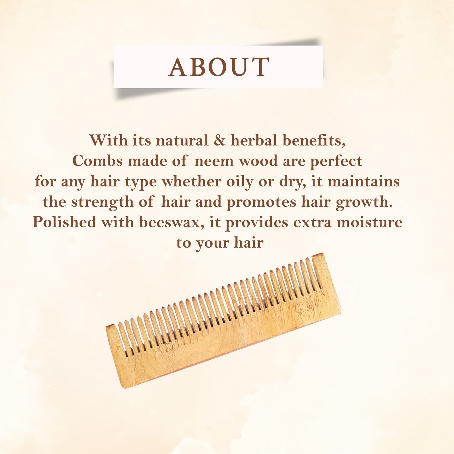100% Natural Handmade Neem Wood Wide Tooth Hair Comb